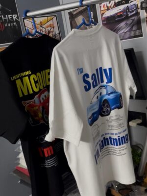 Cars Combo Sally and Mcqueen Oversized T-shirts (240 Gsm)